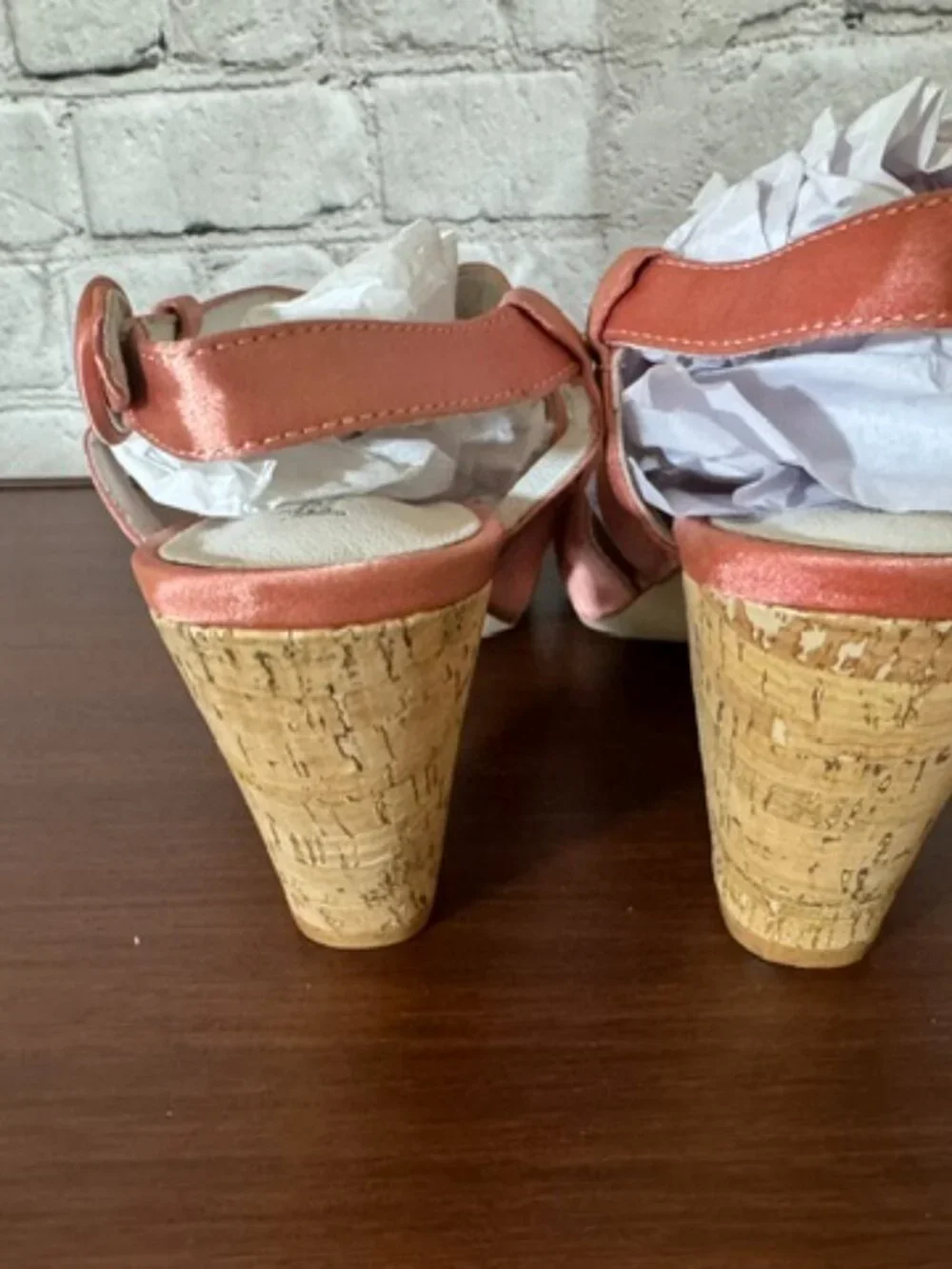 Jeffrey Campbell Pink Satin Cork Platform Sandals Ankle Strap Size 9